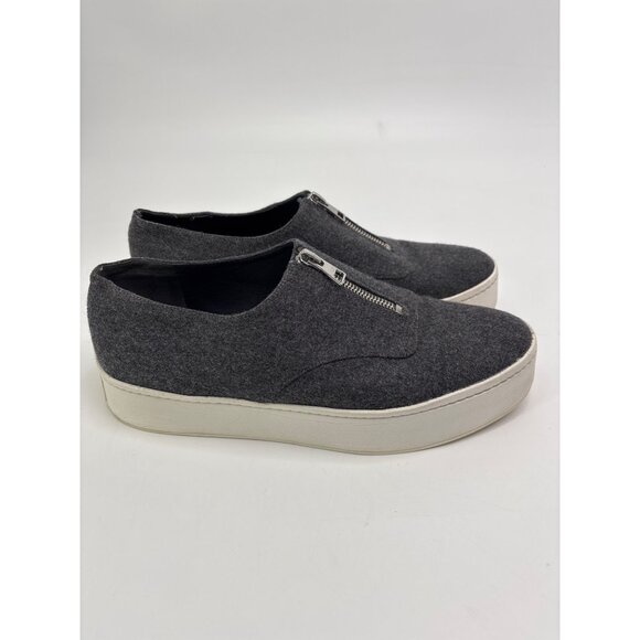 Vince Warner Zip Slip On Platform Sneaker Shoe Wool Gray 9 - Picture 4 of 7